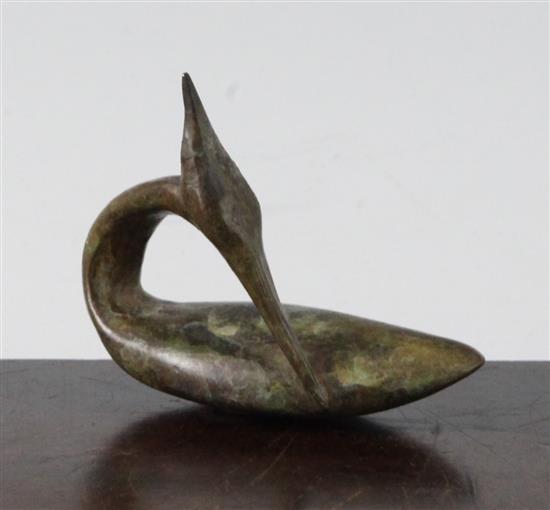 § Guy Taplin (b.1939) Miniature preening grebe, 1998, 2.75in.